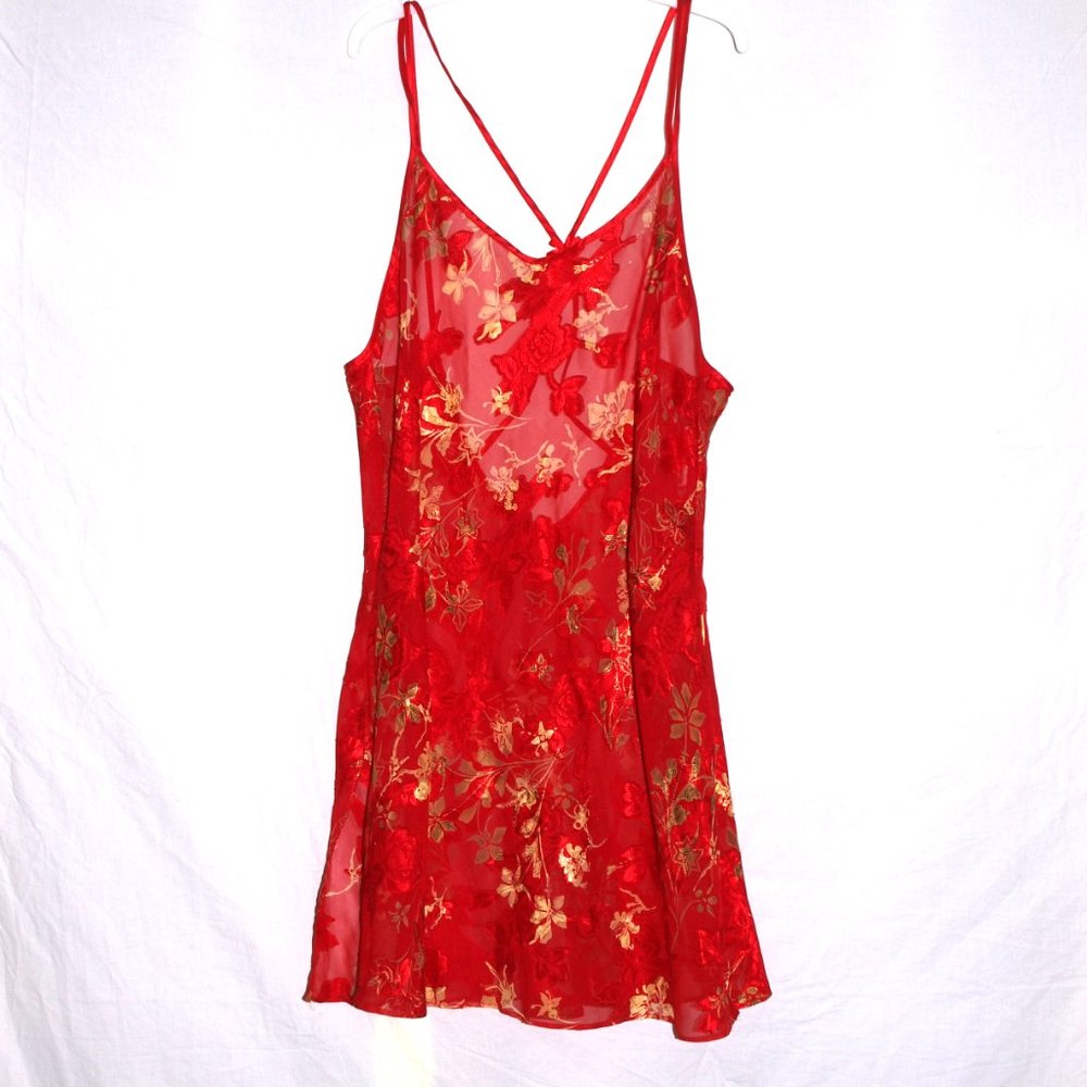 CALIFORNIA DYNASTY RED FLORAL INTIMATES SIZE LARGE - Picture 2 of 5